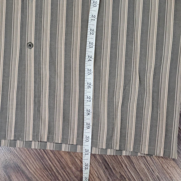 Pierre Cardin Striped Button Down Shirt Green Size L 16-16 1/2 - Picture 5 of 7